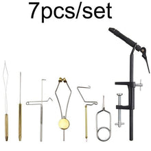 Load image into Gallery viewer, Steel Fly Tying Vise with C-Clamp Brass rotary whin finisher bobbin thread holder set for fly fishing hook tying tools
