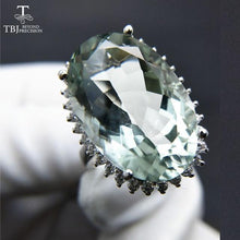 Load image into Gallery viewer, TBJ,Big green amethyst quartz gemstone Party"eyes catching" Ring in 925 sliver as birthday wedding Party gift with jewelry box
