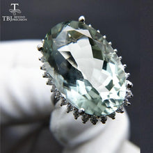 Load image into Gallery viewer, TBJ,Big green amethyst quartz gemstone Party"eyes catching" Ring in 925 sliver as birthday wedding Party gift with jewelry box
