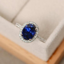 Load image into Gallery viewer, Trendy Brand  CZ 925 silver Ring Big Square Sky Blue green purple black Stone Rings For Women Jewelry Wedding Gift Rings

