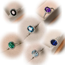 Load image into Gallery viewer, Trendy Brand  CZ 925 silver Ring Big Square Sky Blue green purple black Stone Rings For Women Jewelry Wedding Gift Rings
