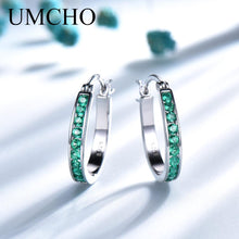 Load image into Gallery viewer, UMCHO 925 Sterling Silver Clip Earrings For Women  Emerald Gemstone Wedding Engagement Fine Jewelry Valentine Gift

