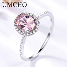 Load image into Gallery viewer, UMCHO 925 Sterling Silver Ring Oval Classic Pink Morganite Rings For Women Engagement Gemstone Wedding Band Fine Jewelry Gift
