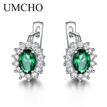 Load image into Gallery viewer, UMCHO Colorful Gemstone Blue Sapphire Clip Earrings  Real 925 Sterling Silver Earrings For Women Engagement Gifts Fine Jewelry
