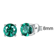 Load image into Gallery viewer, UMCHO Real 925 Sterling Silver Jewelry Created Russian Emerald Stud Earrings Elegant Anniversary For Women Birthday Gifts

