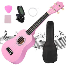 Load image into Gallery viewer, Ukulele Combo 21 Ukulele Black Soprano 4 Strings Uke Hawaii Bass Stringed Musical Instrument Set Kits+Tuner+String+Strap+Bag
