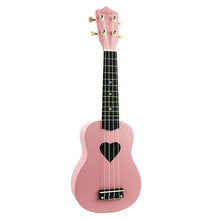 Load image into Gallery viewer, Ukulele Pink 21 Inch 4 Strings Ukelele Cheap Hawaii Mini Guitar Heart-Shaped Tone Hole Basswood Wood
