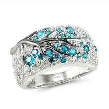 Load image into Gallery viewer, Various colours Fashionable Unique Forest Leaves and Branches Embedded with Zircon Sapphire Ruby Lady Wide Ring Leisure Jewelry
