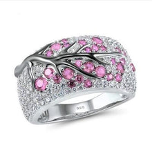 Load image into Gallery viewer, Various colours Fashionable Unique Forest Leaves and Branches Embedded with Zircon Sapphire Ruby Lady Wide Ring Leisure Jewelry
