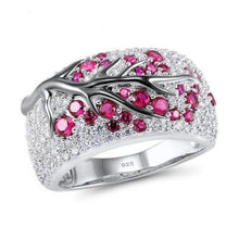 Load image into Gallery viewer, Various colours Fashionable Unique Forest Leaves and Branches Embedded with Zircon Sapphire Ruby Lady Wide Ring Leisure Jewelry
