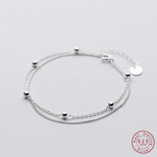 Load image into Gallery viewer, WANTME Genuine 100% Sterling Silver Jewelry Double Gloss Bead Cross Rope Popcorn Chain Bracelet Women Girls Teen Students Gift
