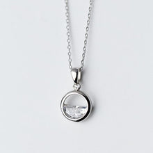 Load image into Gallery viewer, WANTME Real 100% 925 Sterling Silver Crystal Round Clear Spring Pendant Necklaces For Women Fine Jewelry Party Accessories Gift

