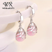Load image into Gallery viewer, WEIGARSTI 925 Sterling Silver Moonlight Opal Tears Totem Earrings Gift Pendientes Oorbellen Boucle D'oreille Femmes Wholesale

