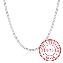 Load image into Gallery viewer, Women's 2mm Side Chain 925 Sterling Silver 16"18"20"22"24" Short Long Fit Charms Necklaces Colar De Prata
