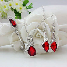 Load image into Gallery viewer, Women's 925 Sterling Silver Necklace Earrings Set Gift s0101 Beautiful Water Drop Austrian Crystal Bridal Wedding Jewelry Set,

