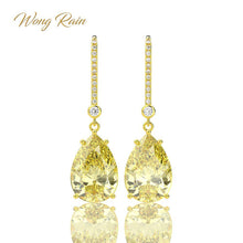 Load image into Gallery viewer, Wong Rain 925 Sterling Silver Citrine Gemstone Drop Dangle Diamonds Yellow Gold Anniversary Earrings Fine Jewelry Gift Wholesale
