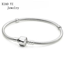Load image into Gallery viewer, XIAOYI 100% 925 Sterling Silver 11 Original  SILVER BRACELET WITH PANDORAS  SILVER CLASP Women's Engraving inscription
