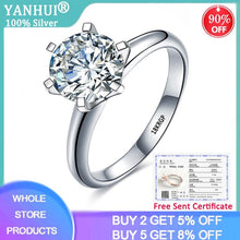 Load image into Gallery viewer, YANHUI With Certificate Luxury Solitaire 2.0ct Wedding Ring Original Pure 18K White Gold Zircon Engagement Rings for Women R168
