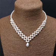 Load image into Gallery viewer, YKNRBPH Women's Exquisite Hand Weaving Pearl Pendant Necklace Bride Weddings Gift Jewelry Pearl  Chains
