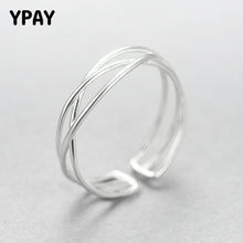 Load image into Gallery viewer, YPAY 100% Genuine 925 Sterling Silver Line Winding Shape Open Rings For Women Creative Design Lady Fine Jewelry Gifts YMR003
