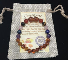 Load image into Gallery viewer, Yoowei 9 Color Baby Amber Bracelet/Necklace Natural Amethyst Gems Adult Baby Teething Necklace Baltic Amber Jewelry Wholesale
