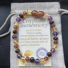 Load image into Gallery viewer, Yoowei 9 Color Baby Amber Bracelet/Necklace Natural Amethyst Gems Adult Baby Teething Necklace Baltic Amber Jewelry Wholesale
