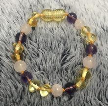 Load image into Gallery viewer, Yoowei 9 Color Baby Amber Bracelet/Necklace Natural Amethyst Gems Adult Baby Teething Necklace Baltic Amber Jewelry Wholesale
