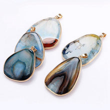 Load image into Gallery viewer, Yumten Natural Gemstone Pendant Necklace Stone Power Crystal Statement Pendentif Jewelry Ribbon Women Long Necklace Colgantes
