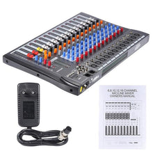 Load image into Gallery viewer, ammoon 120S-USB Mixing Console 12 Channels Mic Line Audio Mixer USB XLR Input 3-band EQ 48V Phantom Power with Power Adapter

