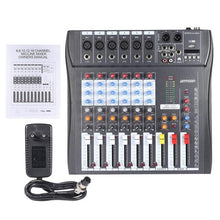 Load image into Gallery viewer, ammoon 60S-USB 6 Channels Mic Audio Mixer Mixing Console 3-band EQ USB XLR Input 48V Phantom Power with Power Adapter
