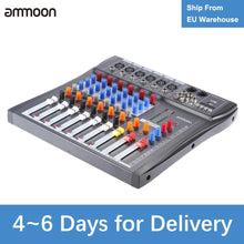 Load image into Gallery viewer, ammoon 60S-USB 6 Channels Mic Audio Mixer Mixing Console 3-band EQ USB XLR Input 48V Phantom Power with Power Adapter
