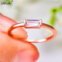 Load image into Gallery viewer, s925 Sterling Silver Rings For Women Small Rectangle Zircon Thin Ring Wedding Bands Girls Daily Minimalist Stacking Ring Jewelry
